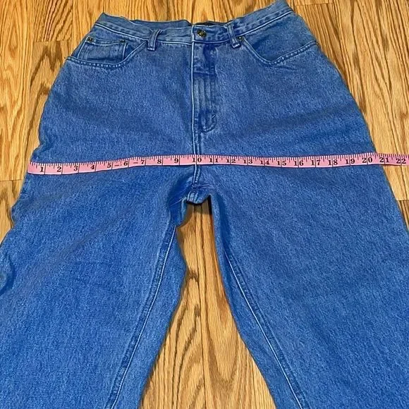 VTG Mom Jeans, bright blue, high waisted, tapered leg, 7/8 - Picture 8 of 11